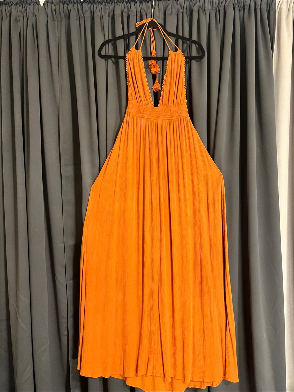 Forever 21 Orange Halter Maxi Dress